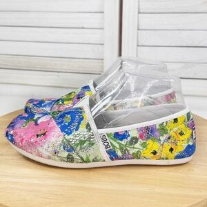 BOBS by Skechers Colorful Floral Mesh Sequin Slip On Flats Shoes Multicolor 6